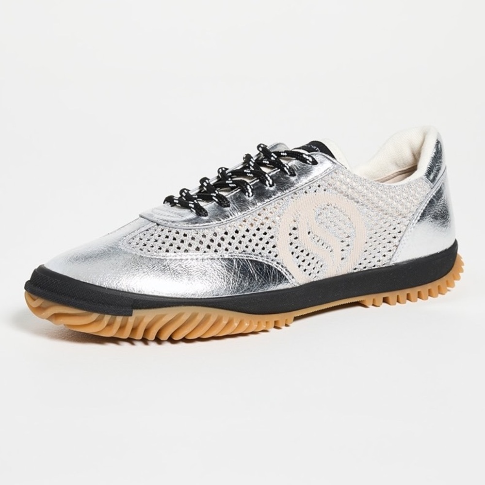 Stella McCartney S-Wave Sport Mesh Silver Sneakers Size 35 EU NIB